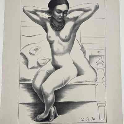 Desnudo sentado con brazos levantados (Frida Kahlo) (Seated Nude with Arms Raised [Frida Kahlo])