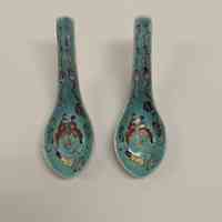 Two Ceramic Soup Spoons