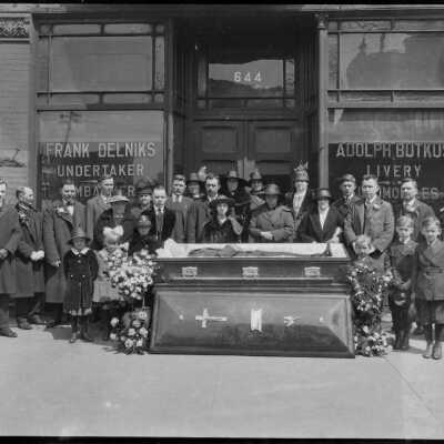 Mourning Photo in Front of Undertaker's Shop