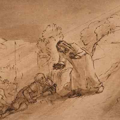 Christus findet die Jünger schlafend am Ölberg (Christ Finding the Apostles Asleep on the Mount of Olives) from the Reichsdruckerei Facsimile