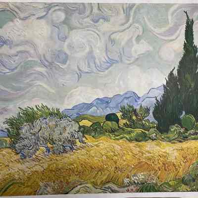 A Wheat Field, with Cypresses Reproduction