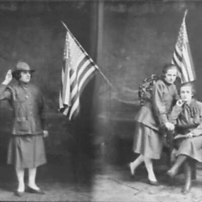 Double Photo of Women Wearing Military-style Uniforms