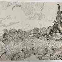Facsimile of Wheat Field with Cypresses Study