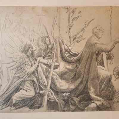 Facsimile of Studie eines knienden Königs mit zwei Engeln (Study of Kneeling King with Two Angels)