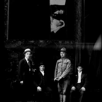 Double Photo of Four Men and a Couple