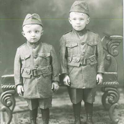 Two Boys Dressed as Soldiers