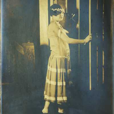 Young Woman Wearing Headpiece