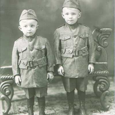Two Boys Dressed as Soldiers