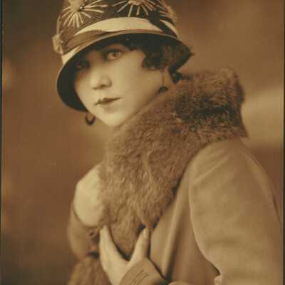 Young Woman Wearing Fur Stole