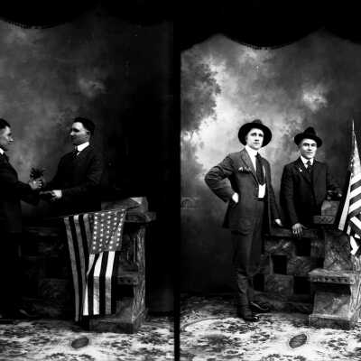 Double Photo of Two Patriotic Men