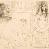Peintre ramassant son Pinceau avec une modèle au turban (Painter Picking up his Brush with a Model Wearing a Turban) from Honoré de Balzac