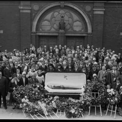 Mourning Photo in Front of Church