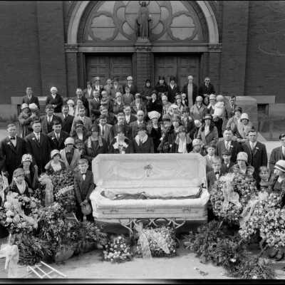 Mourning Photo in Front of Church
