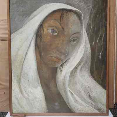 Woman in White in the Rain