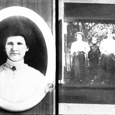 Double Photo of Woman and Garden