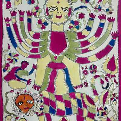 The Goddess Durga Astride Her Lion
