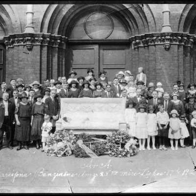 Mourning Photo in Front of Church