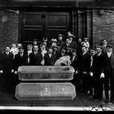 Mourning Photo in Front of Church