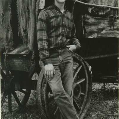 Untitled portrait of young man with covered wagon