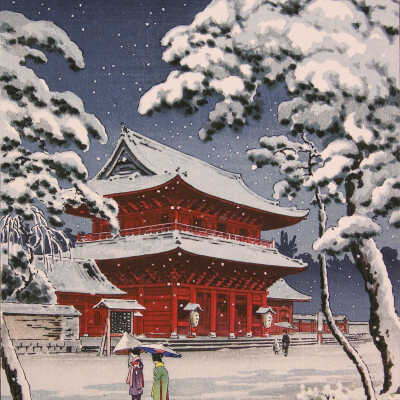 Snow at Zojoji Temple, Shiba, Tokyo