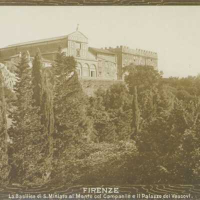 FIRENZE La Basilica di S. Miniato al Monte col Campanile e il Palazzo dei Vescovi.