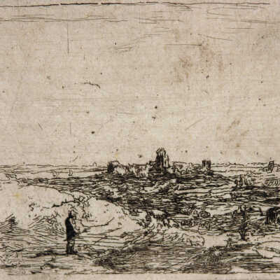 Landscape with Cow and Square Tower