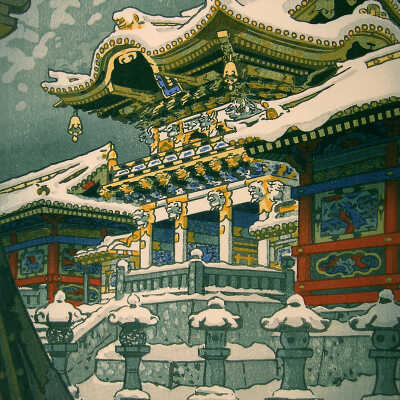 Snow at Yomemon Gate, Nikko