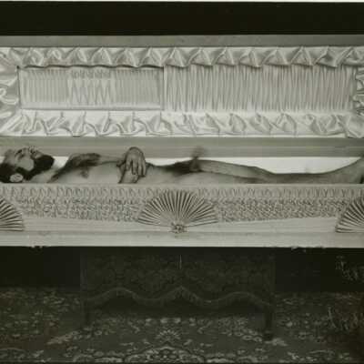 Self-portrait in coffin