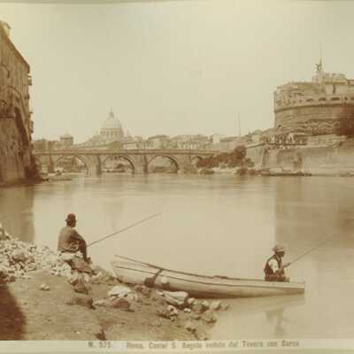N. 575 Roma. Castel S. Angelo veduto dal Tevere con Barca