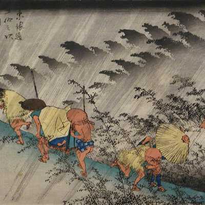 Sudden Rain at Shōno (庄野白雨) from the series Fifty-Three Stations of the Tokaido (東海道五十三次)
