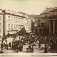 Genova, Market Scene in front of Teatro Carlo Felice