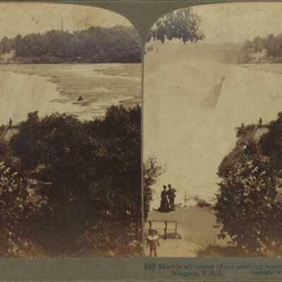 Marble whiteness of the seething waters - American and Luna Falls, Niagara, U.S.A.