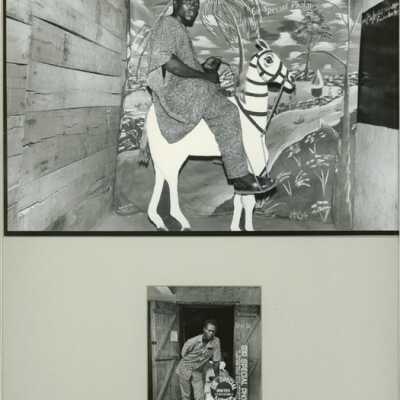 Sir Special Photos in Ila Orangun, Nigeria Man on a Horse and Photographer Outside his Studio