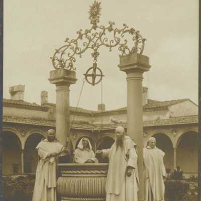 FIRENZE Certosa. Il Pozzo nel Chiostro grande con alcuni Monaci che attingono l'acqua.