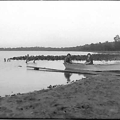 Lucille Knapp and Evangeline Broadhad; Van Auken Lake, Michigan
