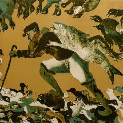 Hombre y Pescado y el Pozo