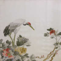 Crane with Lotus Blossoms
