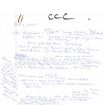 CCC Oral History Notes