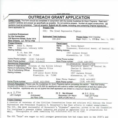 another outreach grant application sheet: Page 22