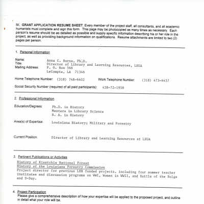 Resume sheet for Dr. Burns: Page 6