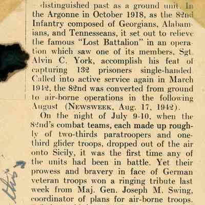 Camp Claiborne - Alvin C. York - Newspaper Clipping