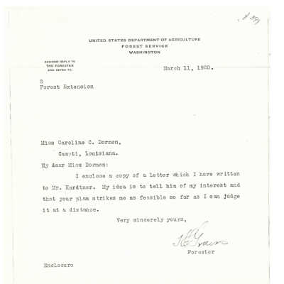 typed and written letter from the U.S. Department of Agriculture Forest Service to Dormon: Page 6