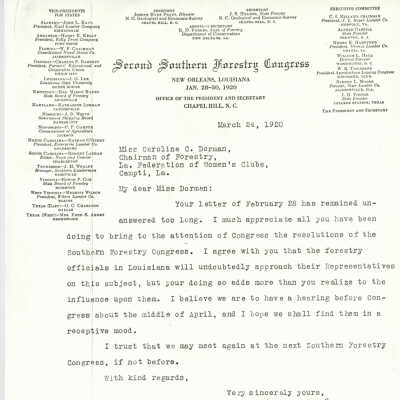 to Dormon from the Second Southern Forestry Congress: Page 7