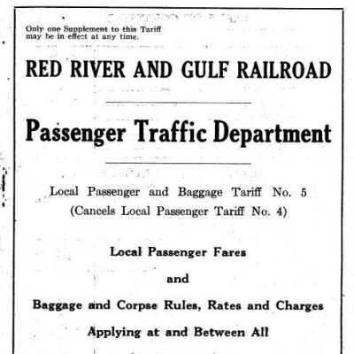 Red River & Gulf Railroad Passenger Traffic Department