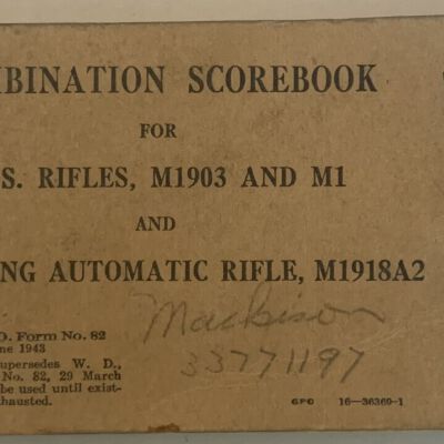 Combination Scorebook for U.S. Rifles from Camp Claiborne, LA