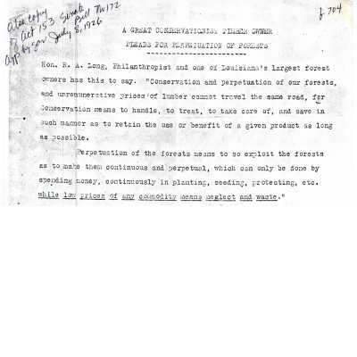 A Great Conservationist Timber Owner Pleads For Perpetuation of Forests 1926