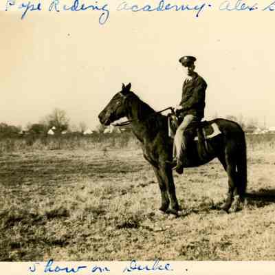 Camp Claiborne - Pope Riding Academy - "Shaw on Duke" - January 16, 1944