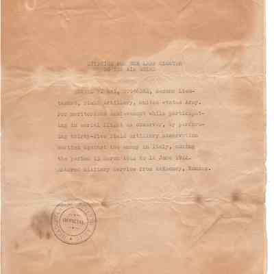 Citation for an Oak Leaf Cluster to the Air Medal, Edward R. Mai