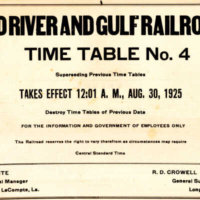 Red River and Gulf Railroad Co. Time Table No. 4