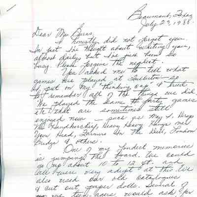 Marjoue Bridges Letter Page 1